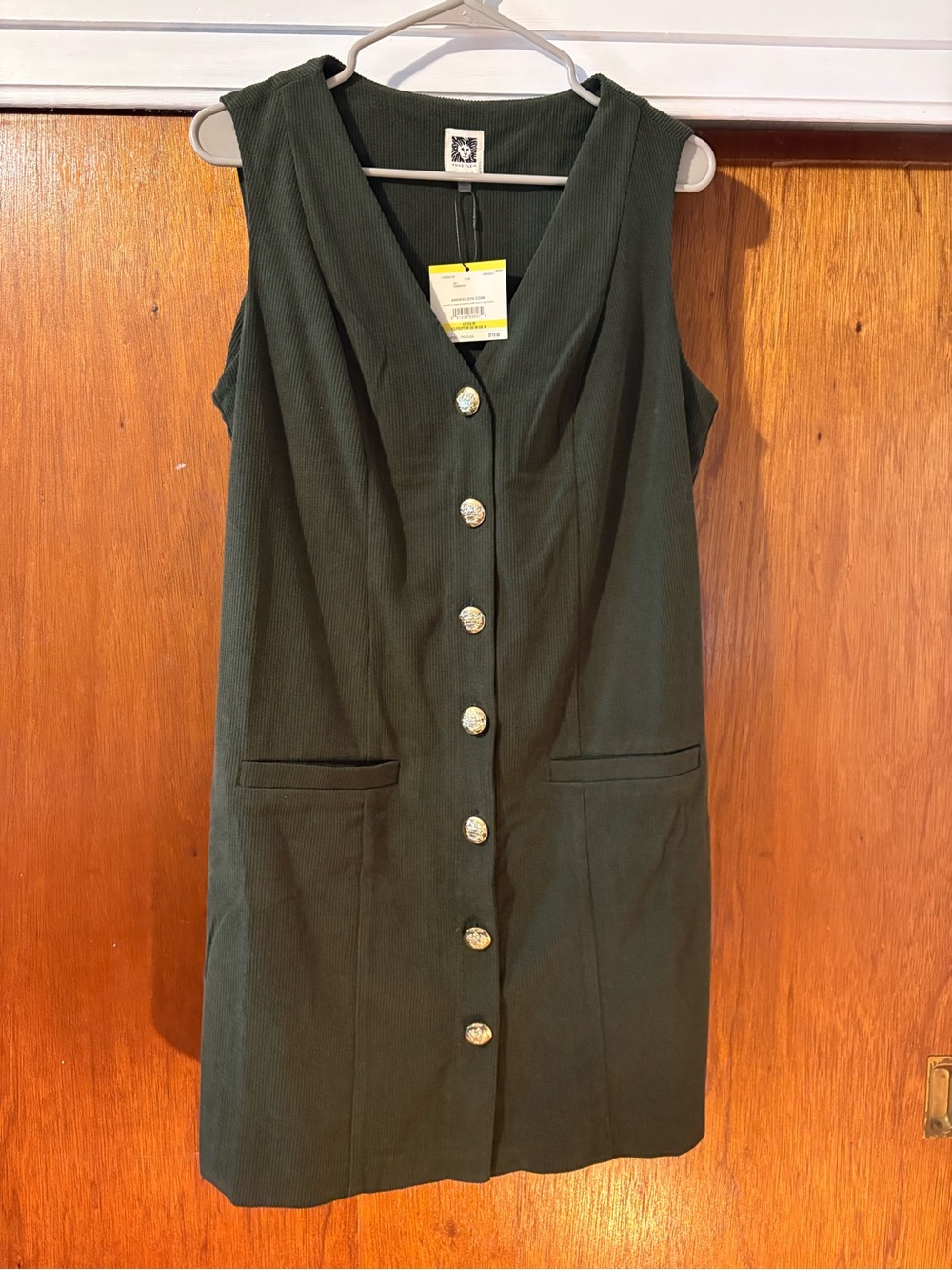 Anne Klein sleeveless corduroy vest dress NWT